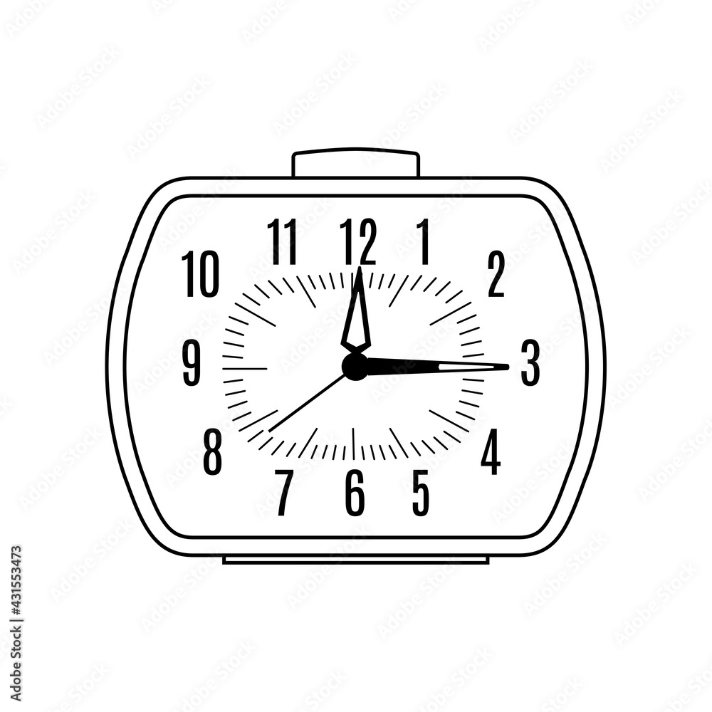 Alarm clock. Line art style