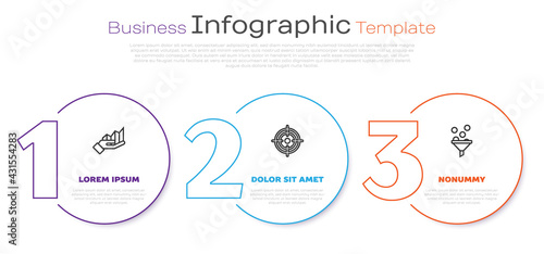 Set line Pie chart infographic, Target and Lead management. Business infographic template. Vector