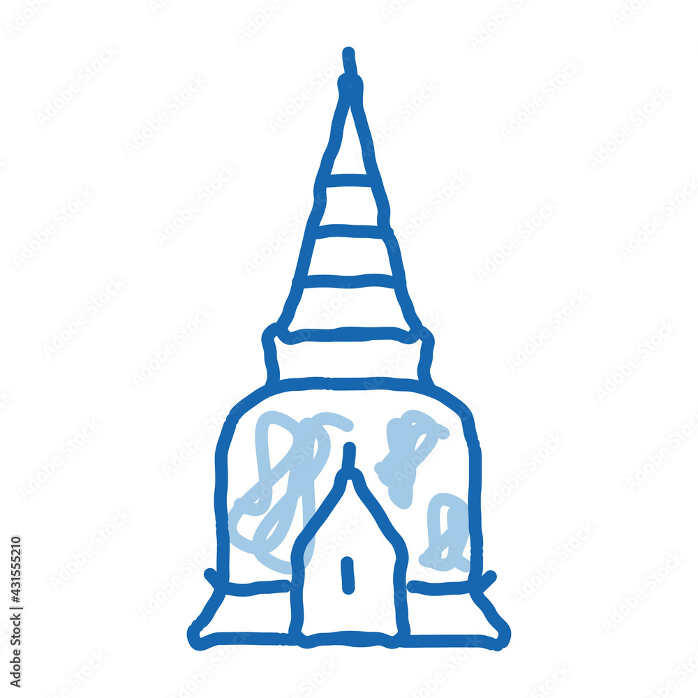 Thailand Religion Tower doodle icon hand drawn illustration