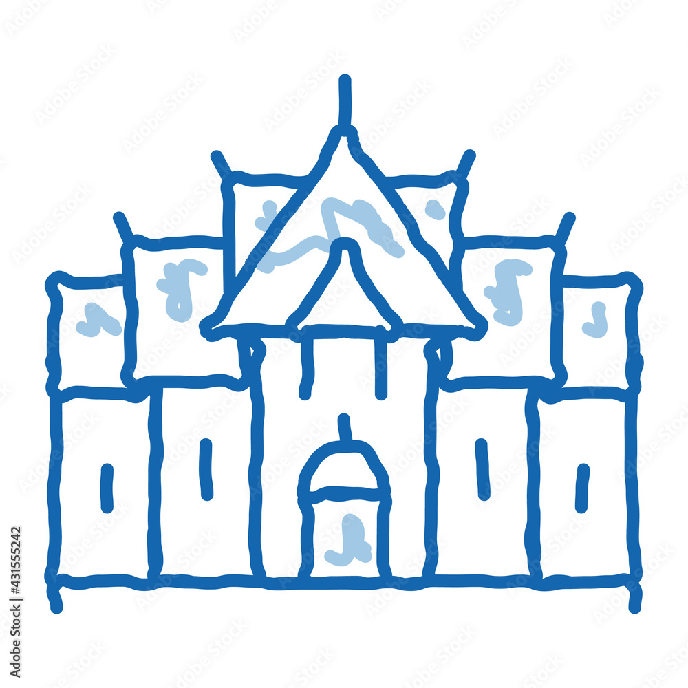 Traditional Thai Building doodle icon hand drawn illustration Traditional Thai Building doodle icon hand drawn illustration