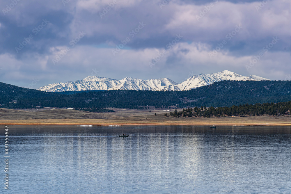 Colorado Rocky Mountain Scenic Beauty - Mt Antero (left) and Mt. Princeton (right) as seen from Antero Reservoir in the Collegiate Range.