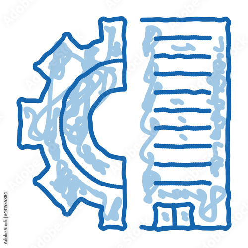 Skyscraper Gear doodle icon hand drawn illustration