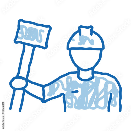 Man Hold Hammer doodle icon hand drawn illustration