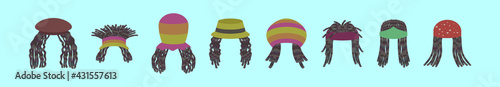 set of dreads cartoon icon design template with various models. vector illustration isolated on blue background