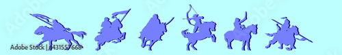 set of cavalry cartoon icon design template with various models. vector illustration isolated on blue background