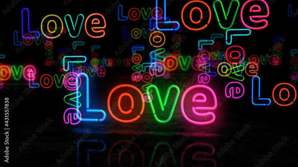 Love symbol neon light 3d illustration Love symbol neon light 3d illustration