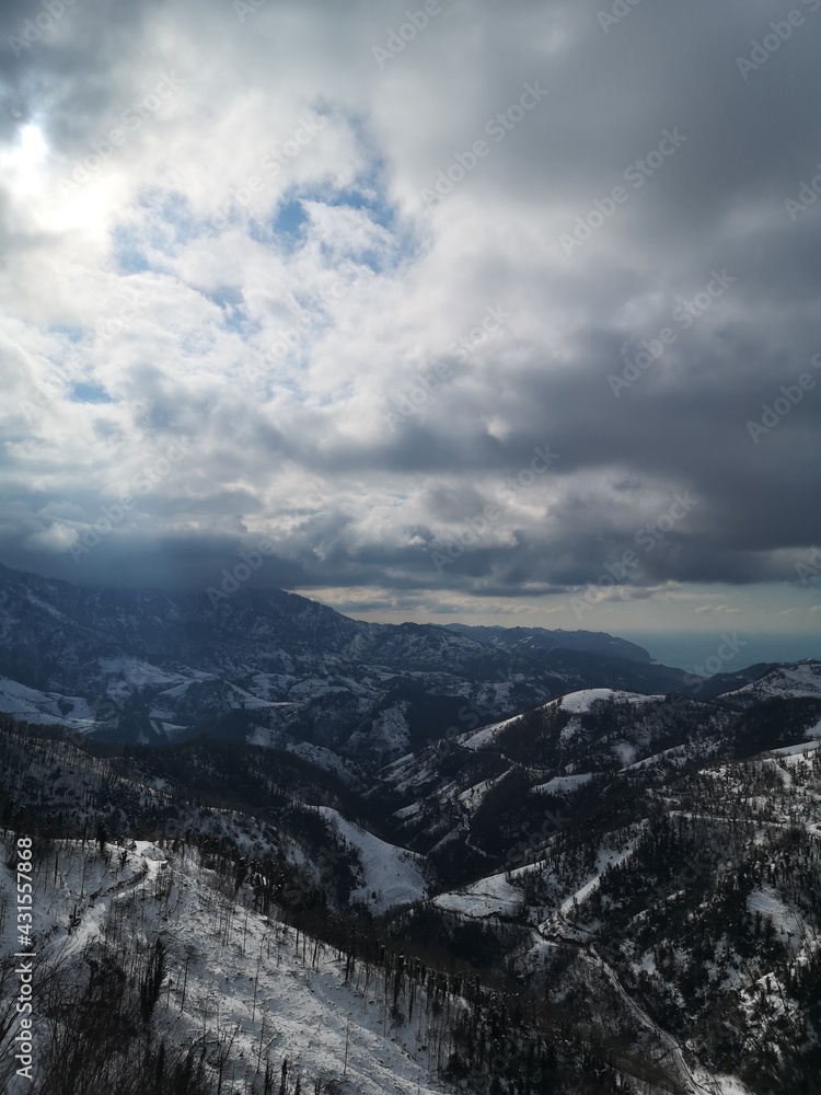 clouds in the mountains