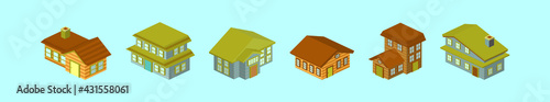 set of house cartoon icon design template with various models. vector illustration isolated on blue background
