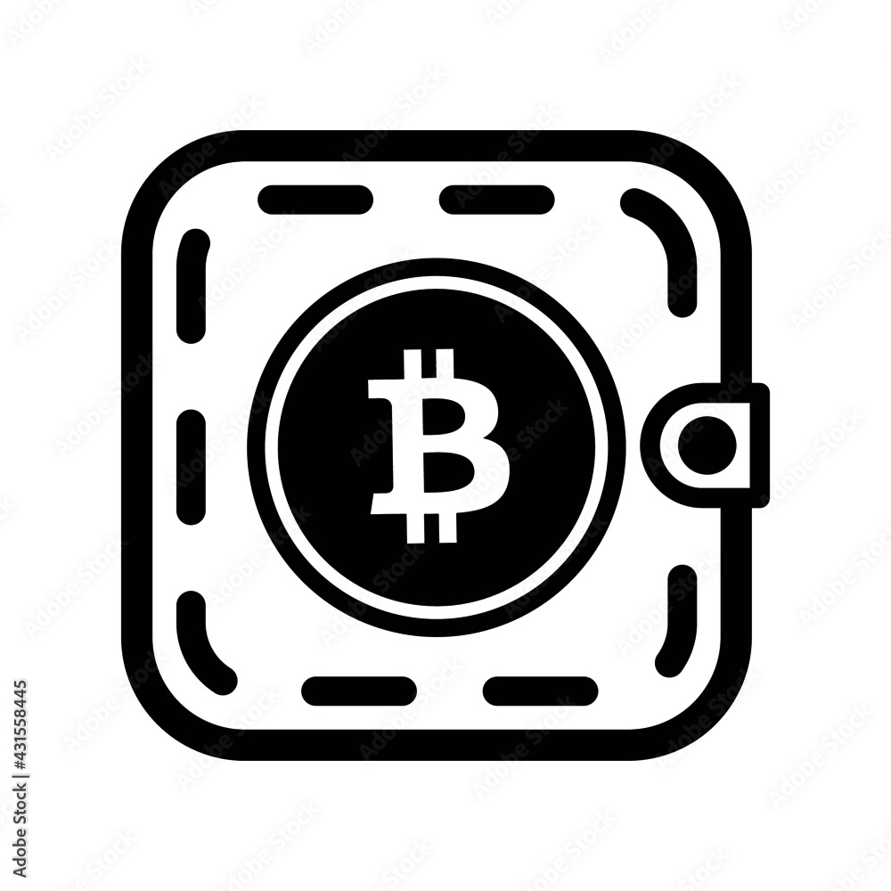 Vector flat style illustration of Bitcoin Wallet icon isolated on white background Vector flat style illustration of Bitcoin Wallet icon isolated on white background