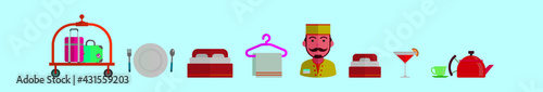 set of concierge cartoon icon design template with various models. vector illustration isolated on blue background