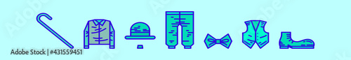 set of comedian clothes cartoon icon design template with various models. vector illustration isolated on blue background
