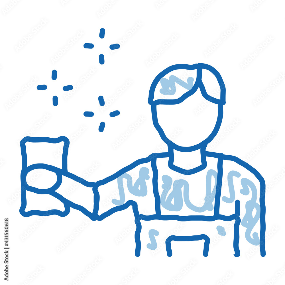Human Cleaning doodle icon hand drawn illustration Human Cleaning doodle icon hand drawn illustration