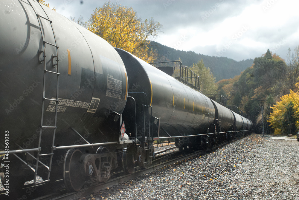 Naklejka premium Petroleum tankers on rail.