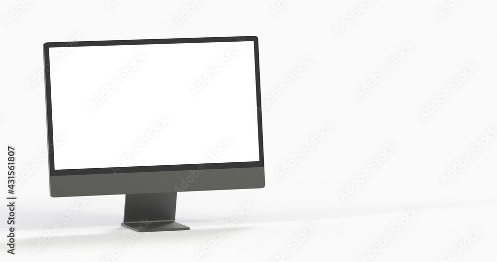Computer display with blank white screen 3d Computer display with blank white screen 3d