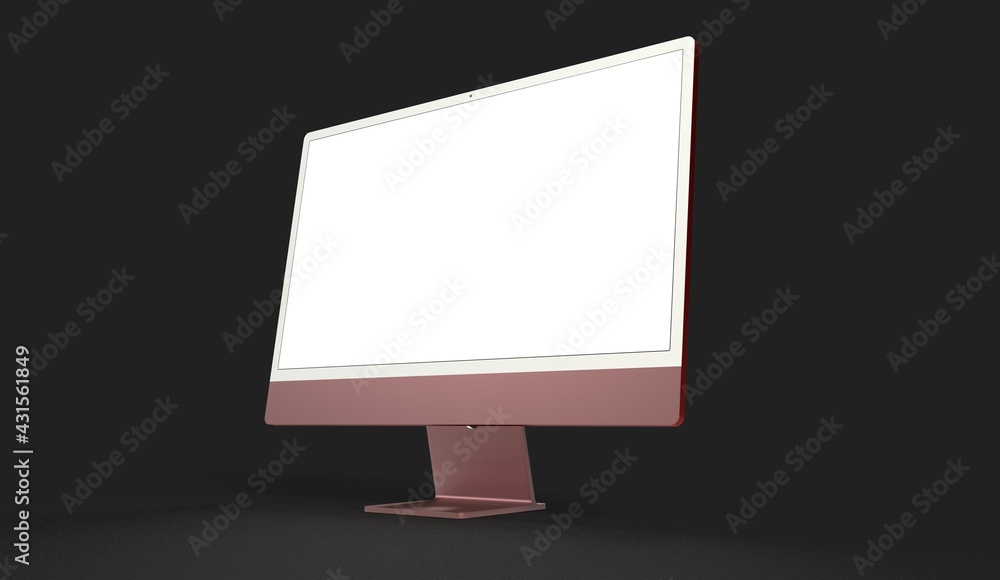 Fototapeta premium Computer display with blank white screen 3d