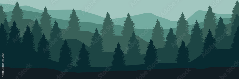 Obraz premium abstract landscape with mountains flat design vector illustration for wallpaper and background