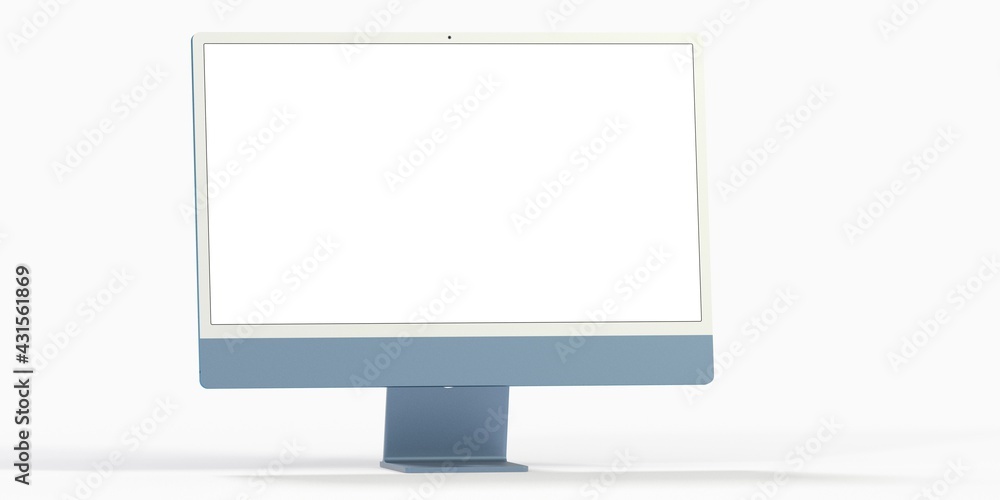 Realistic 3D Computer, with a white screen, isolated on a white background Realistic 3D Computer, with a white screen, isolated on a white background