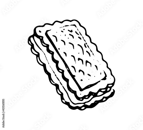 Waffle or biscuit vector sketch icon