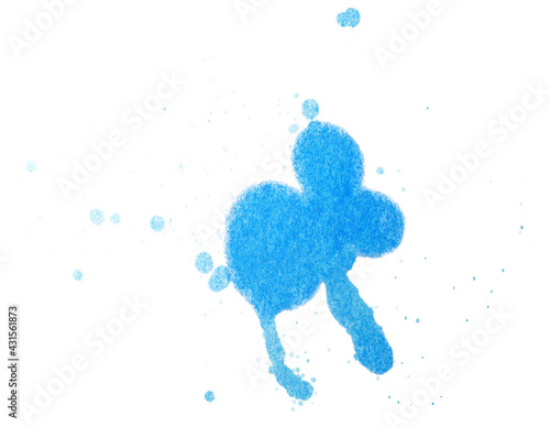Watercolor stains paint drops blue on paper