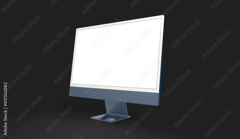 Realistic flat screen computer monitor 3de style mockup with blank screen isolated 3d Realistic flat screen computer monitor 3de style mockup with blank screen isolated 3d