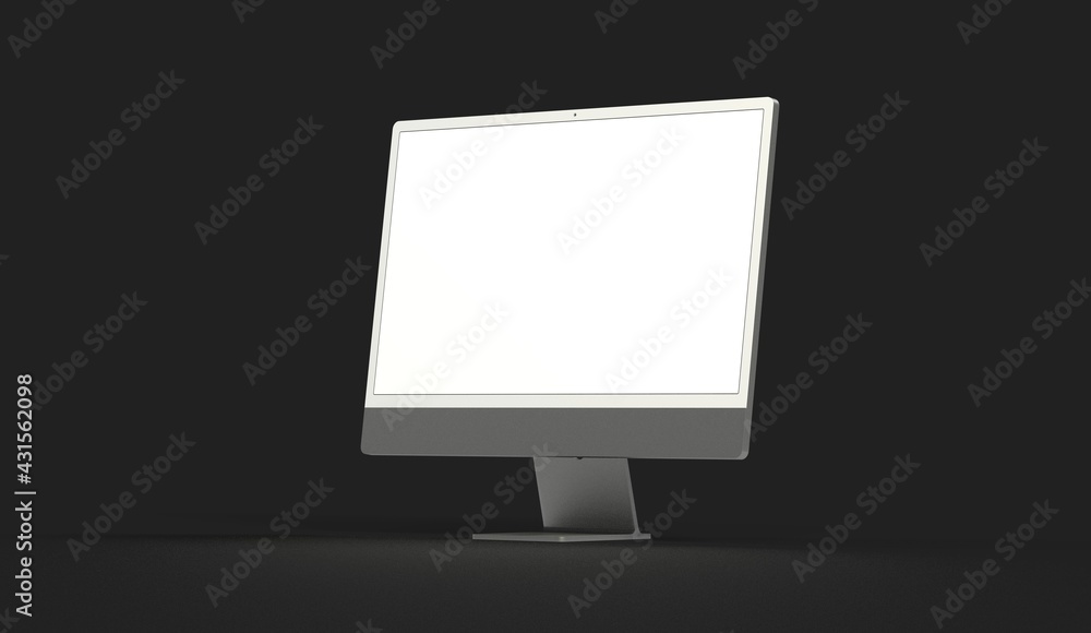 Realistic flat screen computer monitor 3de style mockup with blank screen isolated 3d Realistic flat screen computer monitor 3de style mockup with blank screen isolated 3d