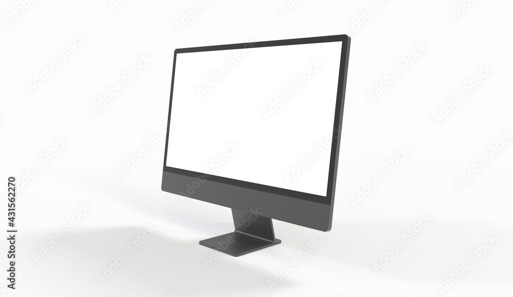 Realistic flat screen computer monitor 3de style mockup with blank screen isolated 3d