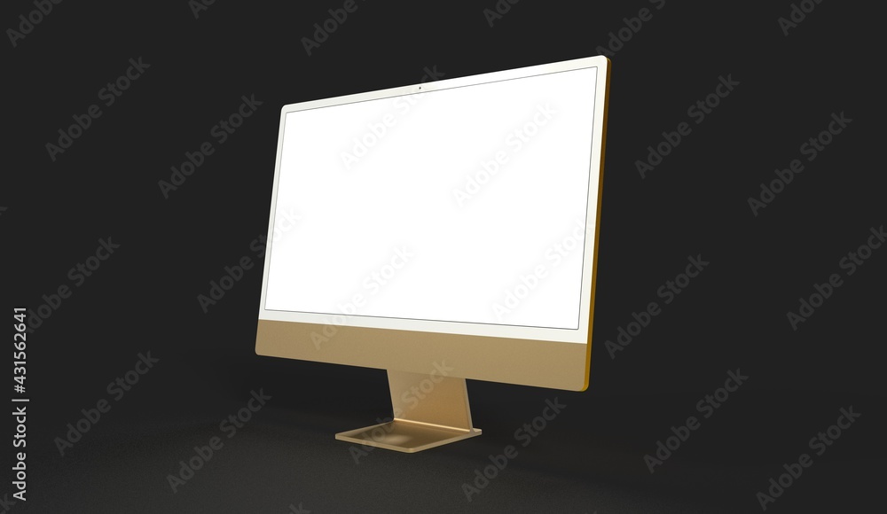 Realistic flat screen computer monitor 3de style mockup with blank screen isolated 3d Realistic flat screen computer monitor 3de style mockup with blank screen isolated 3d