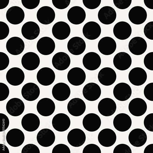 Black polka dots pattern. Seamless and same vector circles ornament.