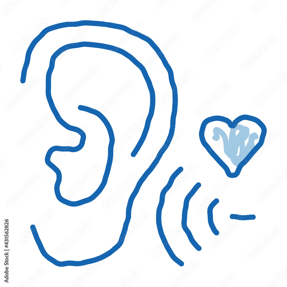 Sound for Ear doodle icon hand drawn illustration