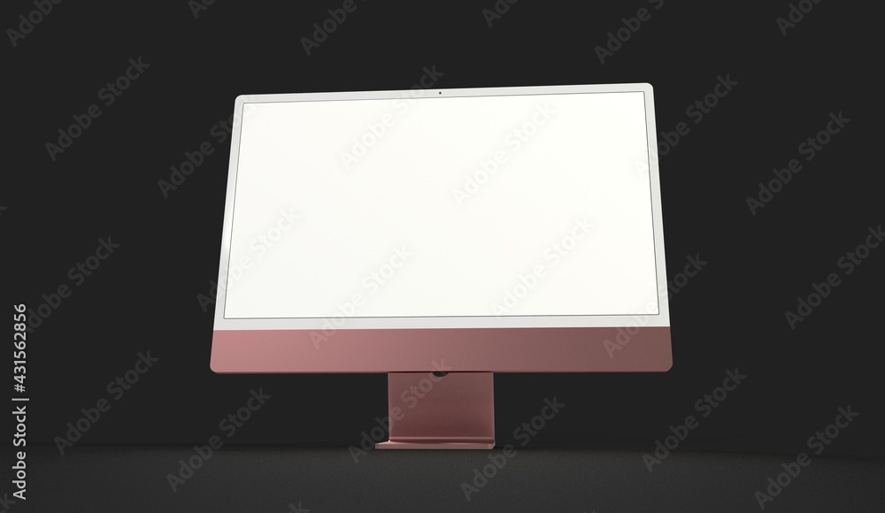 Fototapeta premium Realistic 3D Computer, with a white screen, isolated on a background