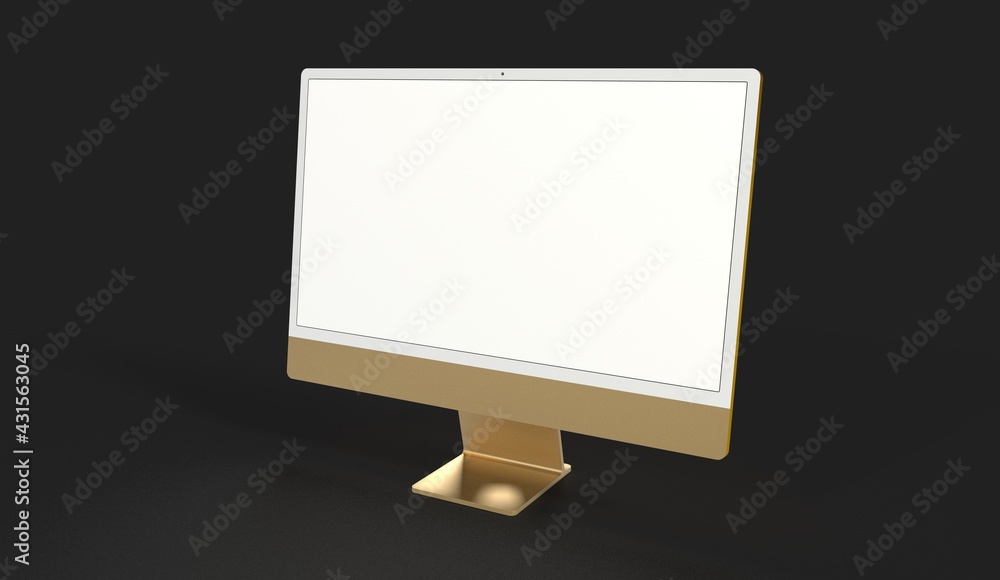 Computer display mock up with blank white screen. Stylish desktop computer mockup 3D Computer display mock up with blank white screen. Stylish desktop computer mockup 3D