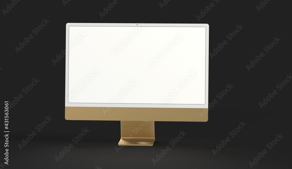 Computer display mock up with blank white screen. Stylish desktop computer mockup 3D Computer display mock up with blank white screen. Stylish desktop computer mockup 3D