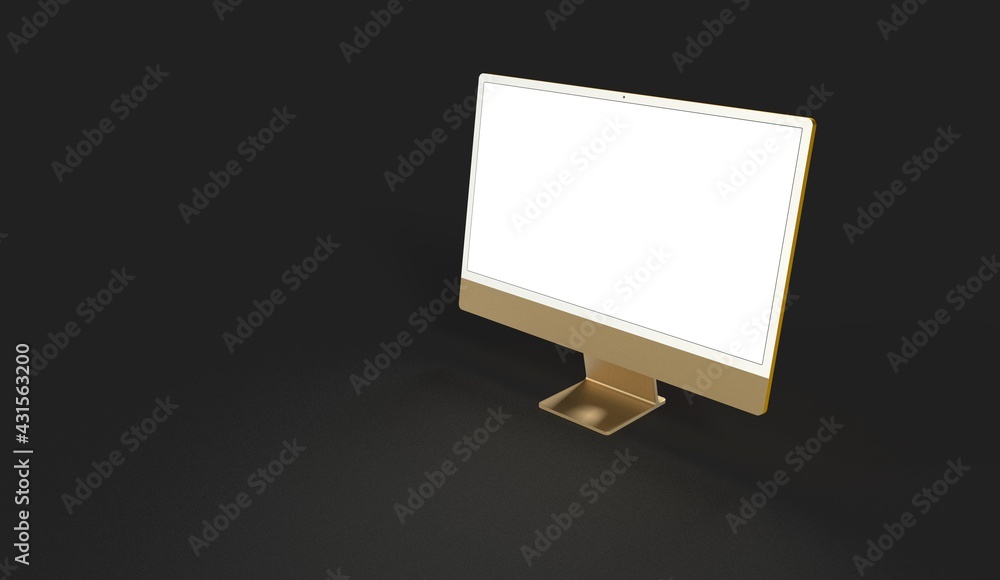 Computer display mock up with blank white screen. Stylish desktop computer mockup 3D Computer display mock up with blank white screen. Stylish desktop computer mockup 3D