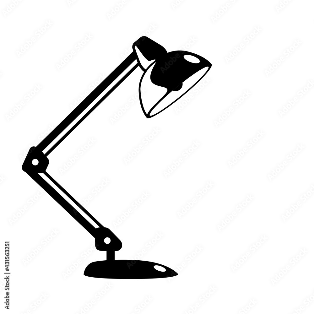 Black glyph Table lamp vector object isolated on white background. Modern reading lamp flat icon illustration. Clip art design element Black glyph Table lamp vector object isolated on white background. Modern reading lamp flat icon illustration. Clip art design element