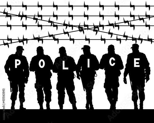Special military forces in uniform on merican flag background