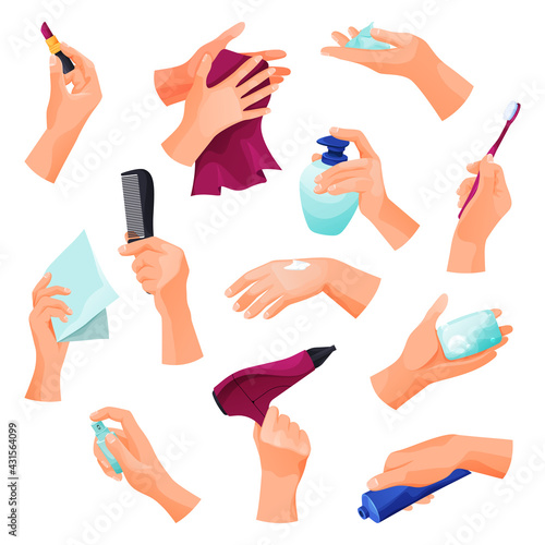 Body care and beauty, hand icons set