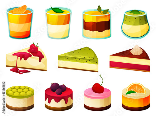 Mousse in glass, jelly cake, souffle or pudding