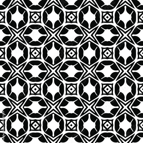  Geometric vector pattern with Black and white colors. Seamless abstract ornament for wallpapers and backgrounds.