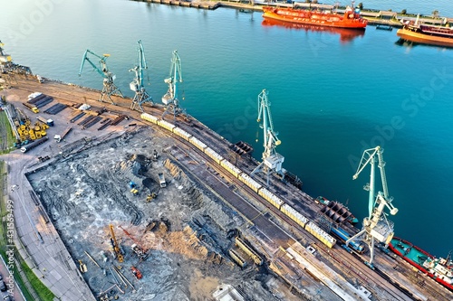 Batumi  Georgia - May 1  2021  Aerial view of the seaport