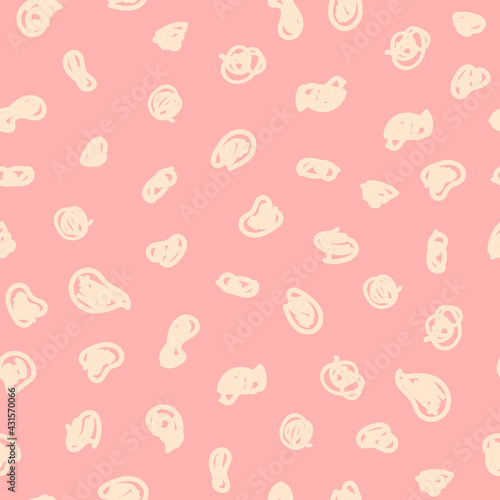 Vector Abstract seamless pattern with beige stains. Pink background. Ideal for prints, greetings, textile, wrapping paper, cover design.