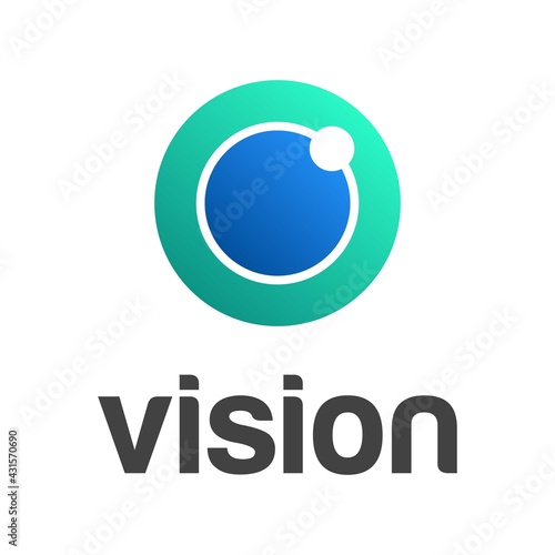 Abstract Eye Vision Logo.Blue Linear Geometric with Arrow Shape isolated on Blue Background.Usable for Business and Technology Logos.Flat Vector Logo Design Template Element