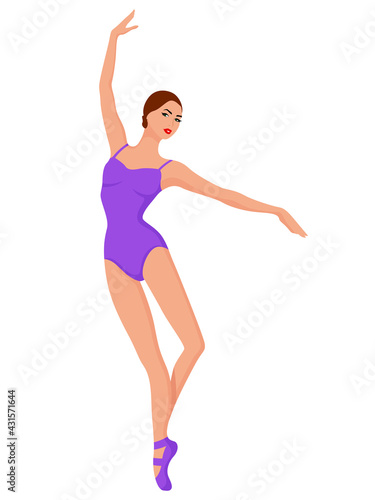 Lady dancer in violet leotard