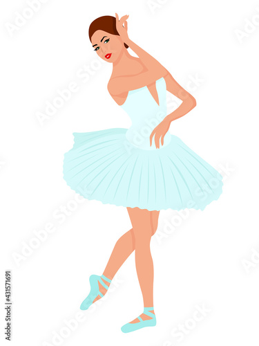 Ballerina in a pale blue tutu dress