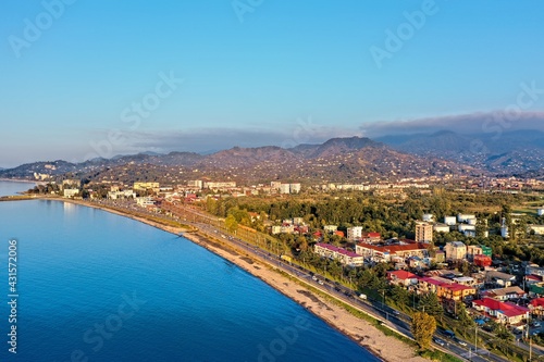 Batumi, Georgia - May 1, 2021: Aerial view of the coastline © Dmitrii
