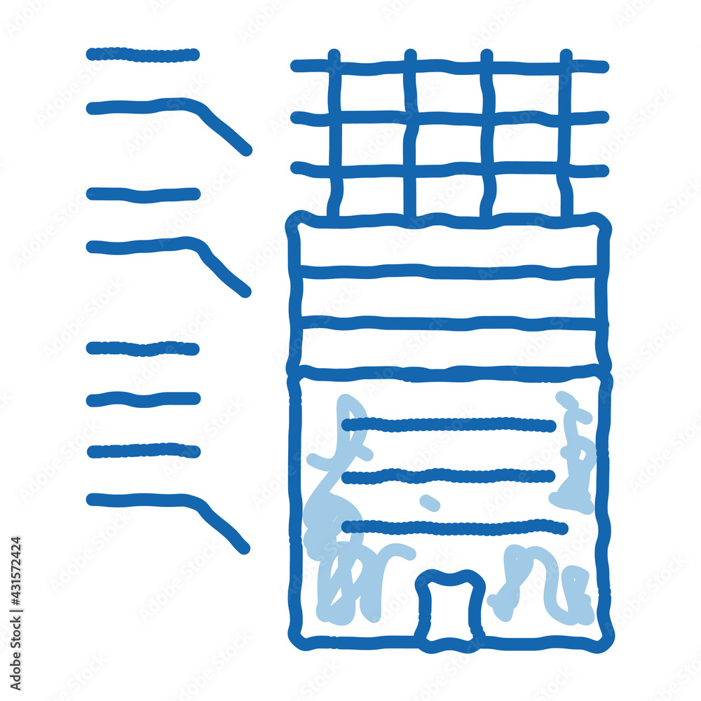 analysis of functions of parts of residential building doodle icon hand drawn illustration