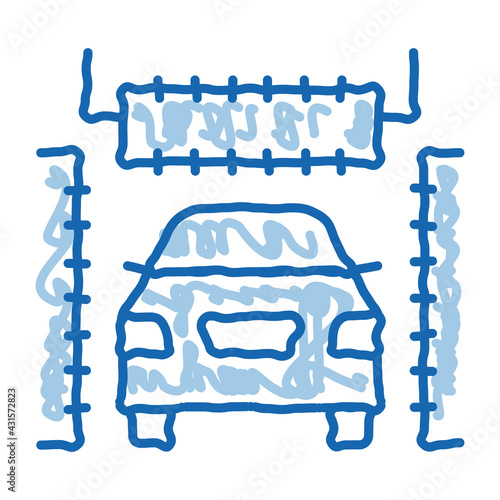 automatic car wash doodle icon hand drawn illustration