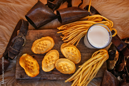 oscypek highlander cheese with milk in a shepherd's hut