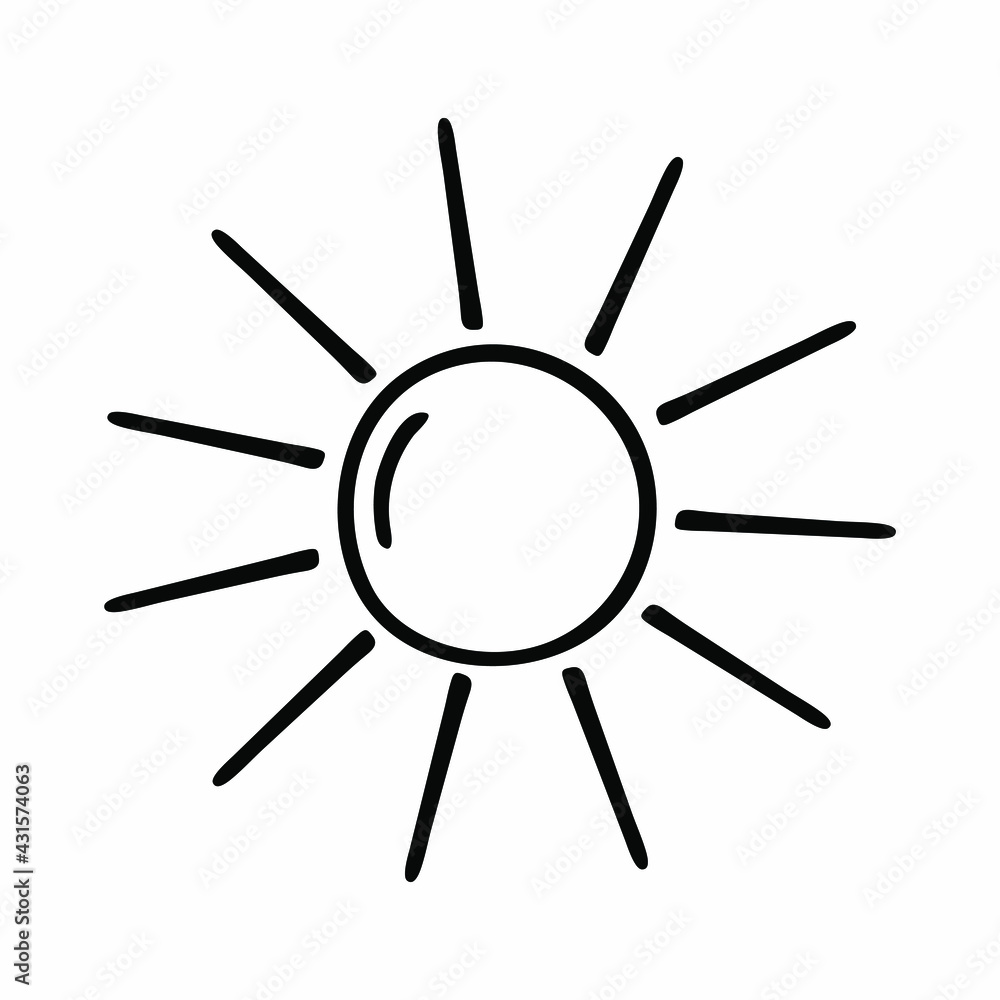 Sun outline isolated on white background. Sun icon vector. Sun outline isolated on white background. Sun icon vector.