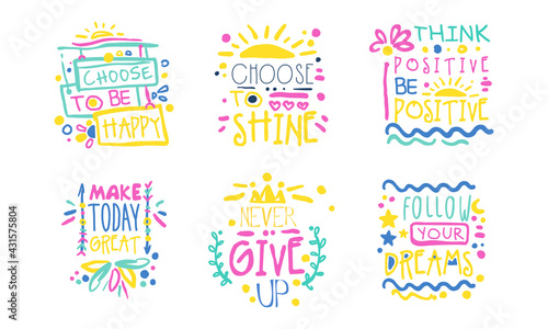 Hand Written Inspirational and Motivational Quotes Vector Set