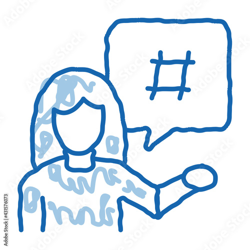 female discontent doodle icon hand drawn illustration